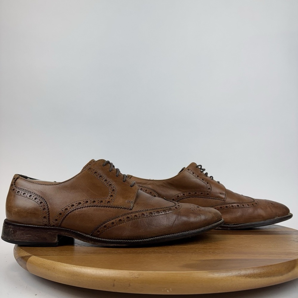 Mens Cole Haan Brown Leather‎ Perforated Wingtip Dress Shoes Oxfords Size 10 M